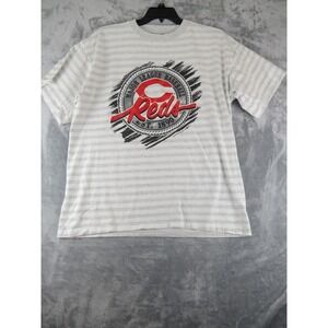 Vintage 1991 MLB Cincinnati Reds T Shirt XL Gray Stripe Trench Ultra‎ TAG USA